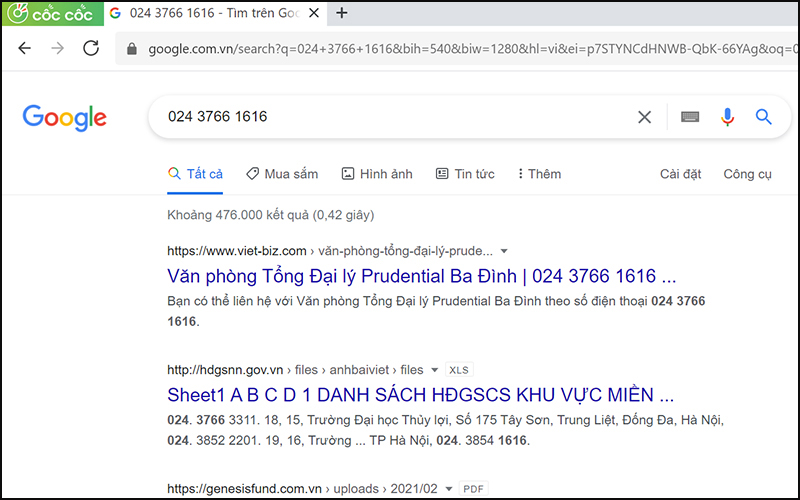 Tra cứu số điện thoại bàn trên Google